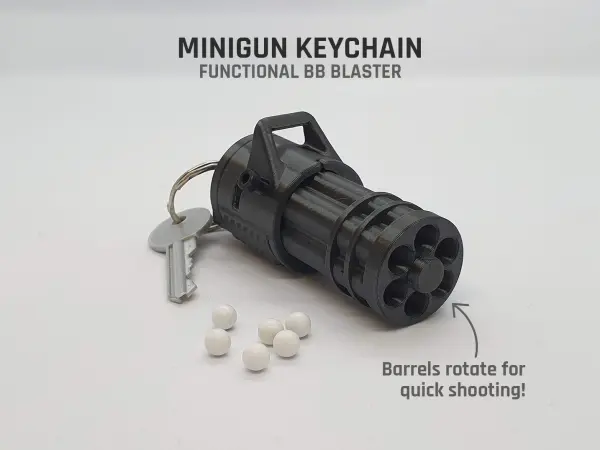 Chaveiro Minigun — Lançador de esferas funcional