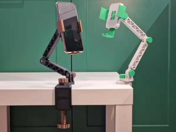 Suporte mecânico para celular com braço para fixação na mesa